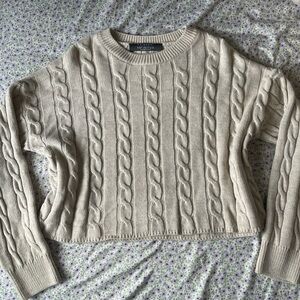 Cropped Cream cable knit sweater